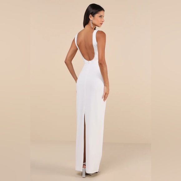 timeless poise black rhinestone square neck backless maxi dress Lulus XL White NWOT Deep V Spaghetti Strap Floral Ombre Print Size medium measures 61.50 Primary colour:Red